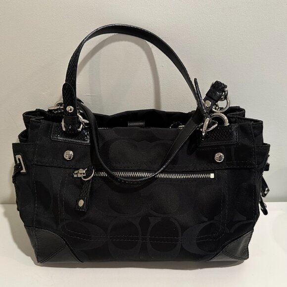 Coach Black Signature canvas leather satchel - Picture 3 of 6